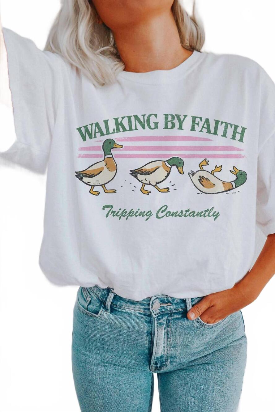 NEW WKNDER walking by faith duckies tee in white